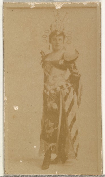 W. Duke, Sons & Co., [Actress wearing tall headpiece], from the Actors and Actresses series (N145-8) issued by Duke Sons & Co. to promote Duke Cigarettes