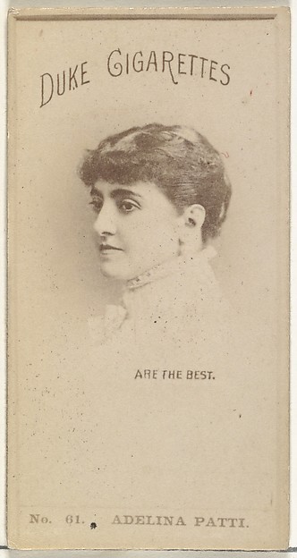 W. Duke, Sons & Co., Card Number 61, Adina Patti, from the Actors and Actresses series (N145-6) issued by Duke Sons & Co. to promote Duke Cigarettes