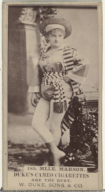 W. Duke, Sons & Co., Card Number 185, Mlle. Marson, from the Actors and Actresses series (N145-5) issued by Duke Sons & Co. to promote Cameo Cigarettes