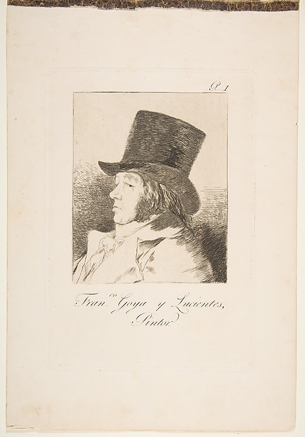 Goya (Francisco de Goya y Lucientes), Plate 1 from "Los Caprichos": Self-portrait