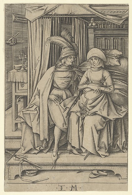 Israhel van Meckenem, Couple Seated on a Bed, from Scenes of Daily Life