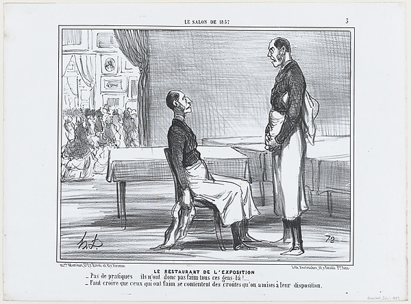 Honoré Daumier, Le Restaurant de L'Exposition, from Le Salon de 1857, published in "Le Charivari"
