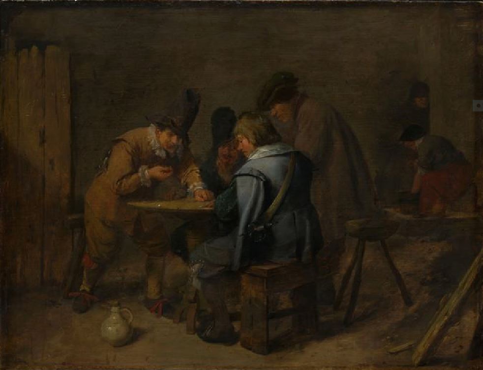 Adriaen Brouwer, Soldiers playing dice in a tavern