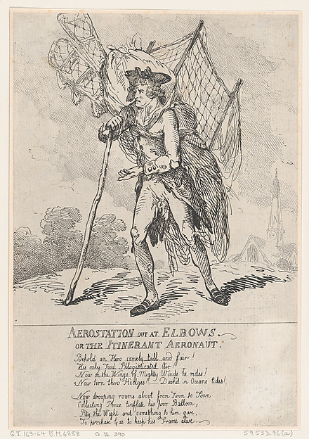 Thomas Rowlandson, Aerostation out at Elbows, or The Itinerant Aeronaut