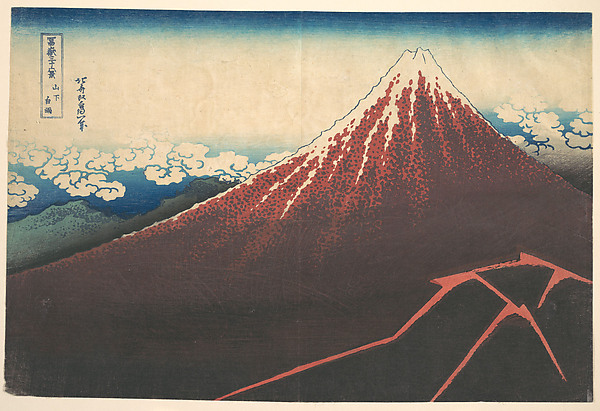 Katsushika Hokusai, Storm below Mount Fuji (Sanka no haku u), from the series Thirty-six Views of Mount Fuji (Fugaku sanjūrokkei)