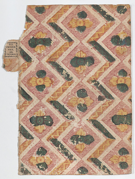 Anonymous, Book cover with zigzag and floral pattern