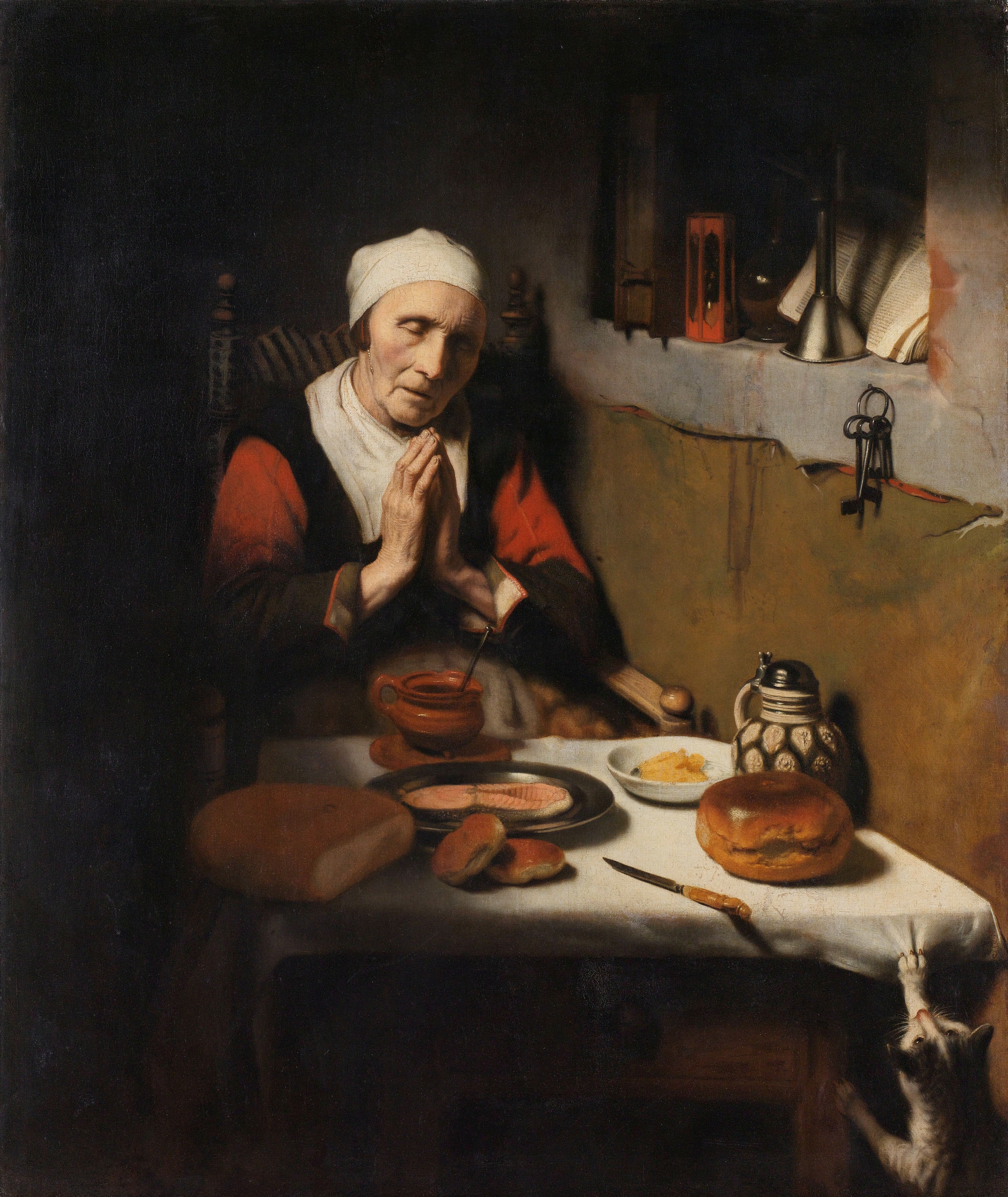 Nicolaes Maes, Old Woman Saying Grace, Known as ‘The Prayer without End’
