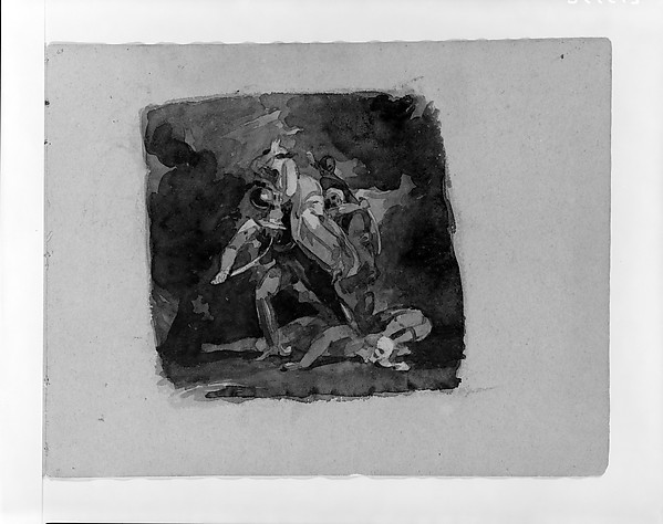 Thomas Sully, Women Being Abducted by Two Men with Fallen Figure Beneath (from Sketchbook)