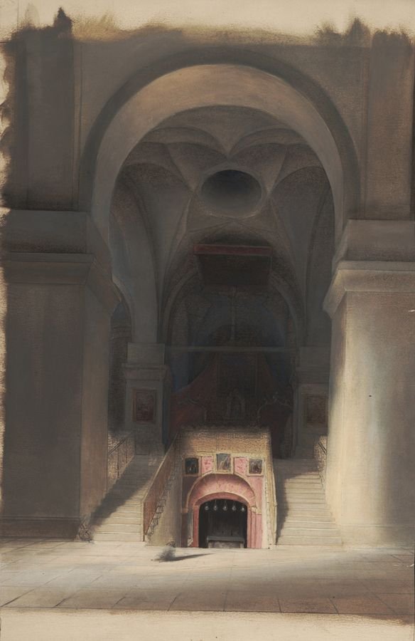 Johann Martin Bernatz, Blick in das Innere einer Kirche