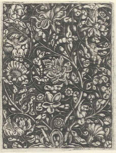 Hecken, Abraham van den, (1615-1669?), (printmaker), Ornament with flowers and figures