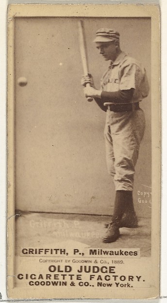 Goodwin & Company, Clark Calvin "Old Fox" Griffith, Pitcher, Milwaukee, from the Old Judge series (N172) for Old Judge Cigarettes