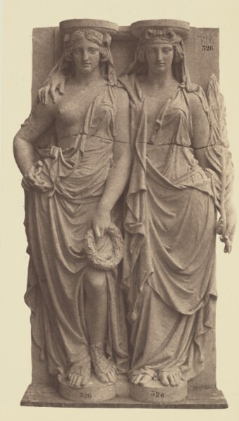 Édouard Baldus, [Caryatids by Joseph Pollet, Decoration of the Louvre, Paris]
