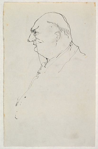 Anonymous, British, 19th century, Caricature of a man in profile wearing a monocle