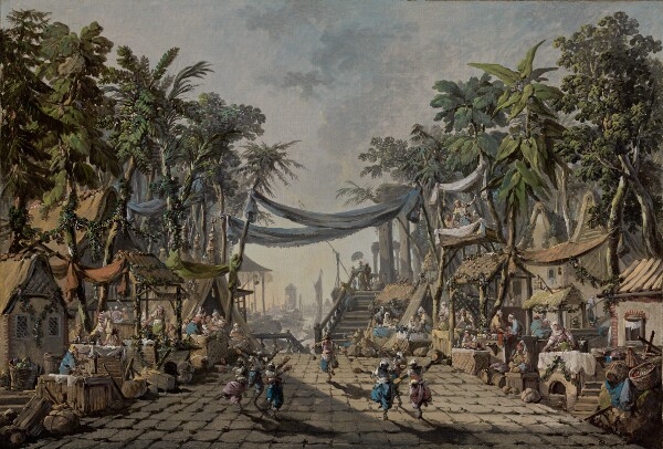 Jean-Baptiste Pillement, Market Scene in an Imaginary Oriental Port