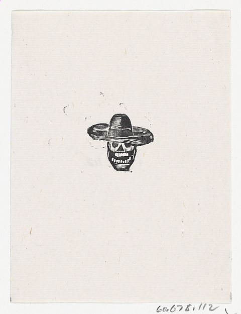 José Guadalupe Posada, A skull wearing a wide brimmed hat