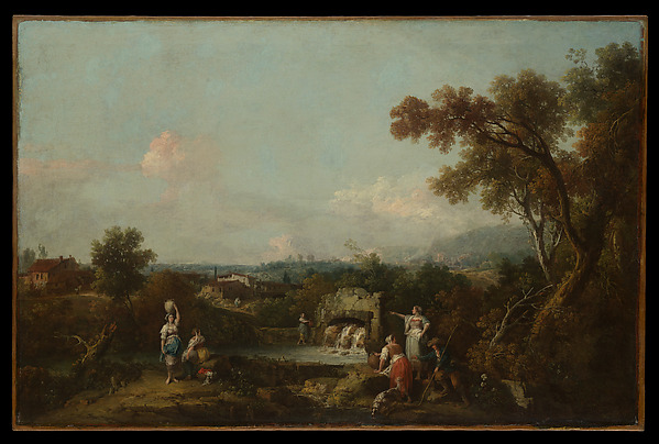 Francesco Zuccarelli, Landscape with Peasants at a Fountain