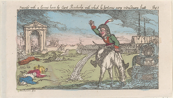 Thomas Rowlandson, Presented with a famous horse by Count Przolossky, with which he performs many extraordinary feats
