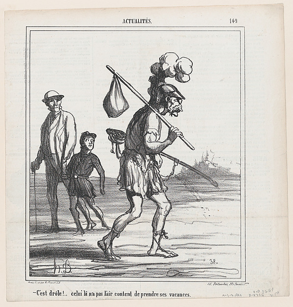 Honoré Daumier, How curious, he doesn't seem to be very happy taking his vacation, from "News of the Day"