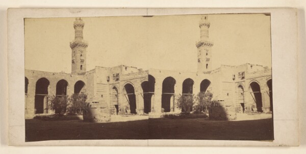 Francis Frith, [View of building with high tower, tomb in courtyard]