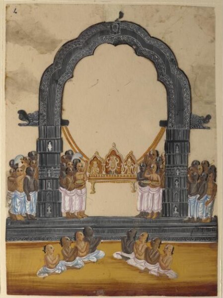 Unknown, One of eight paintings of unidentified Hindu temples in South India