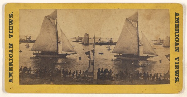 Unknown, New York City [Sailing ship in harbor, people on dock]