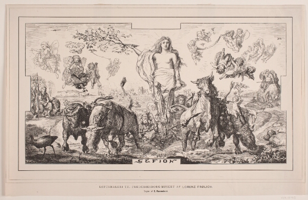 F. Hendriksen, Gefion, loftsmaleri til Frederiksborgmuseet af Lorenz Frølich