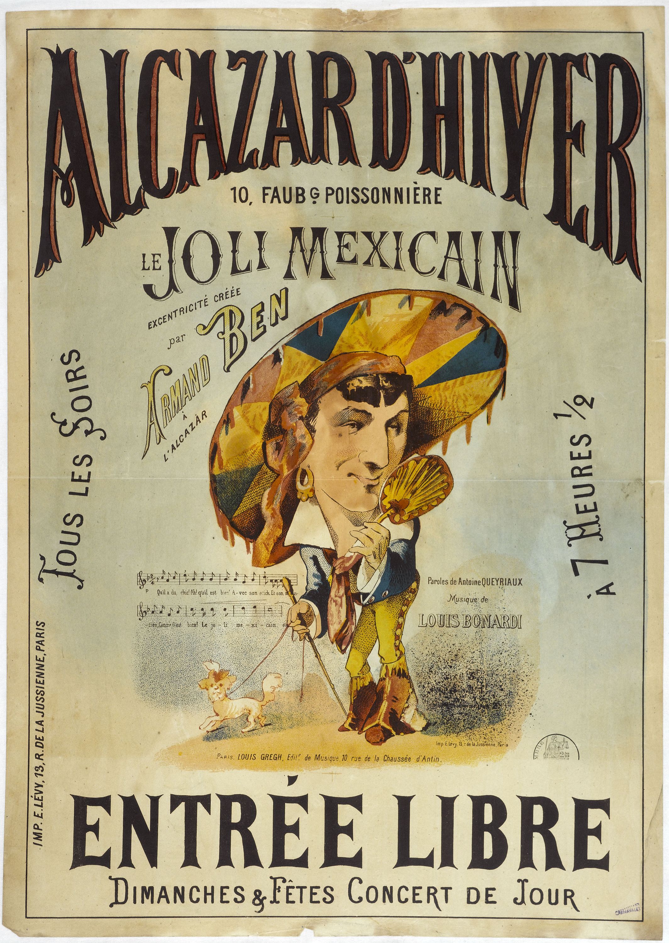 Anonyme, ALCAZAR D'HIVER/ 10, FAUBG. POISSONNIERE/ LE JOLI MEXICAIN/ EXCENTRICITE CREEE/ par/ ARMAND BEN/ A/ L'ALCAZAR