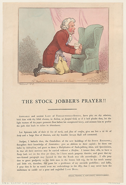 Thomas Rowlandson, The Stock Jobber's Prayer!!