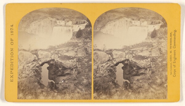 Timothy H. O'Sullivan, Shoshone Falls, Snake River, Idaho, Gorge and natural bridge, in the fore-ground.