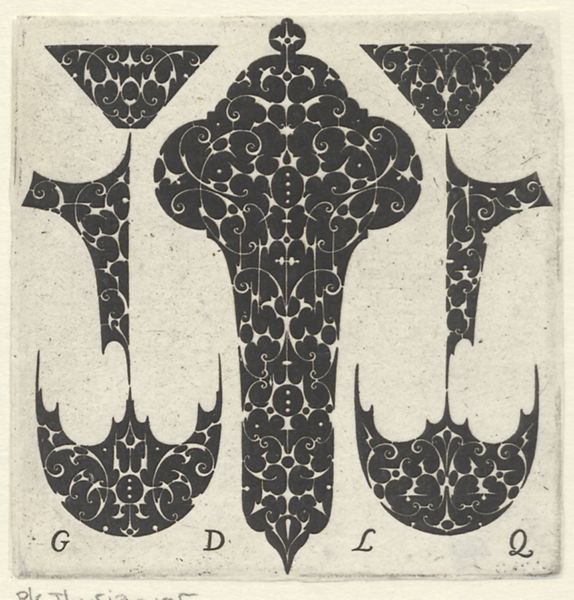 Quewellerie, Guillaume de la, (active 1610-1635), (printmaker), Jewelry designs in blackwork: Seven blackwork ornaments
