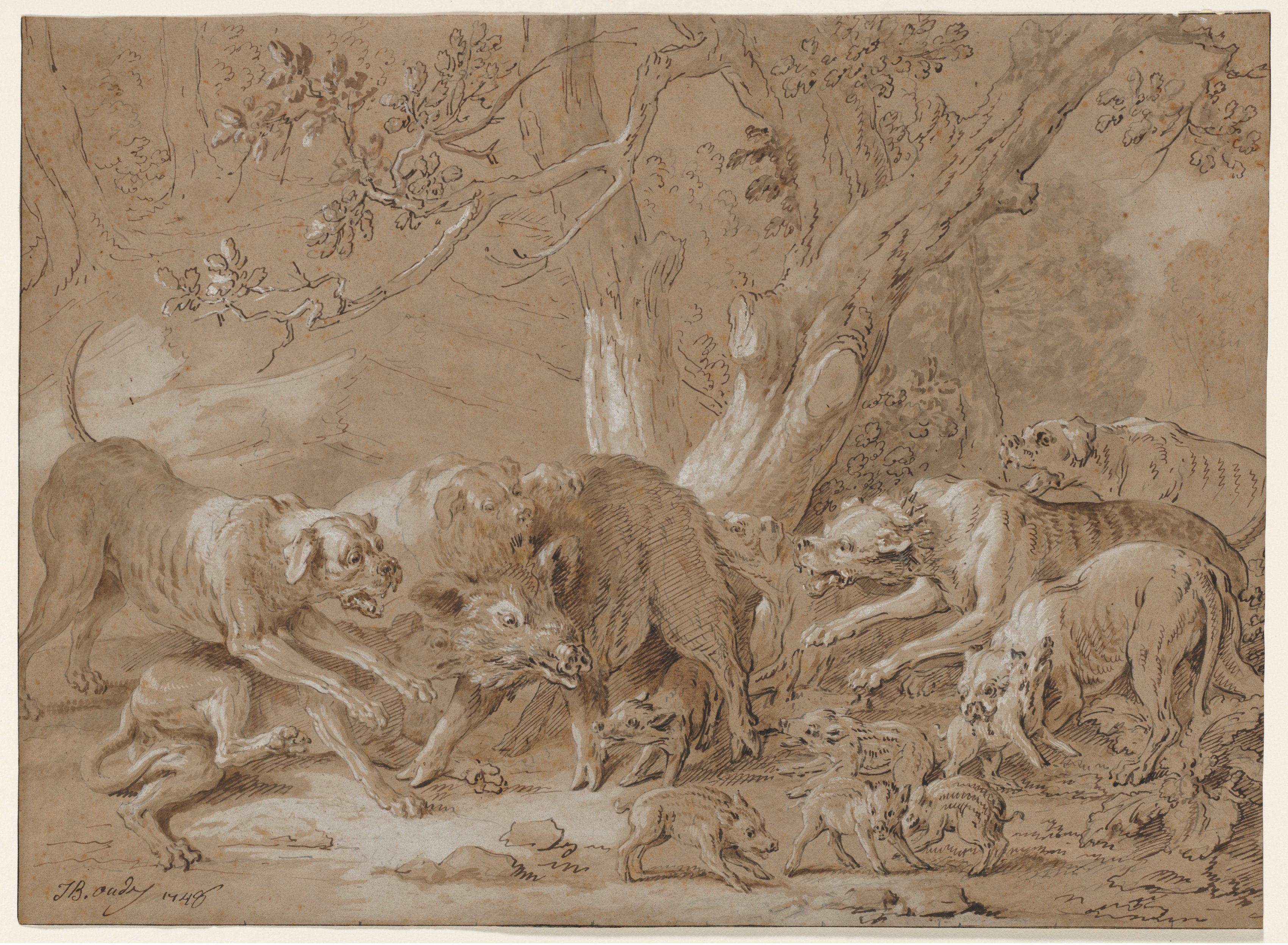Jean-Baptiste Oudry, Wild Sow and Her Young Attacked by Dogs