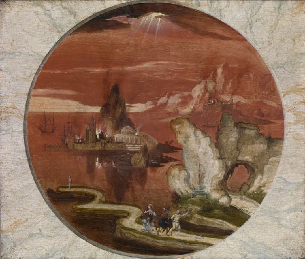 Joachim Patinir, Lot and his Family Flee Sodom and Gomorrah