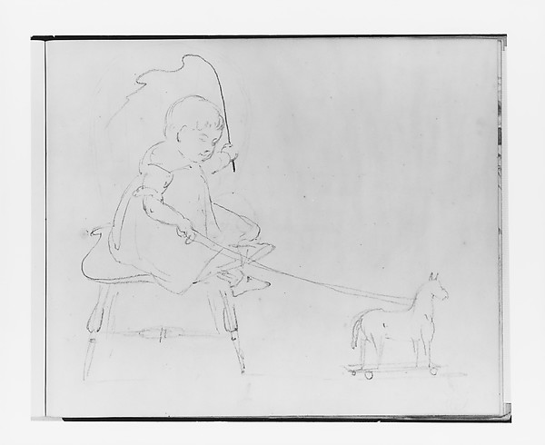 Francis William Edmonds, Baby with a Toy Horse (from Sketchbook)