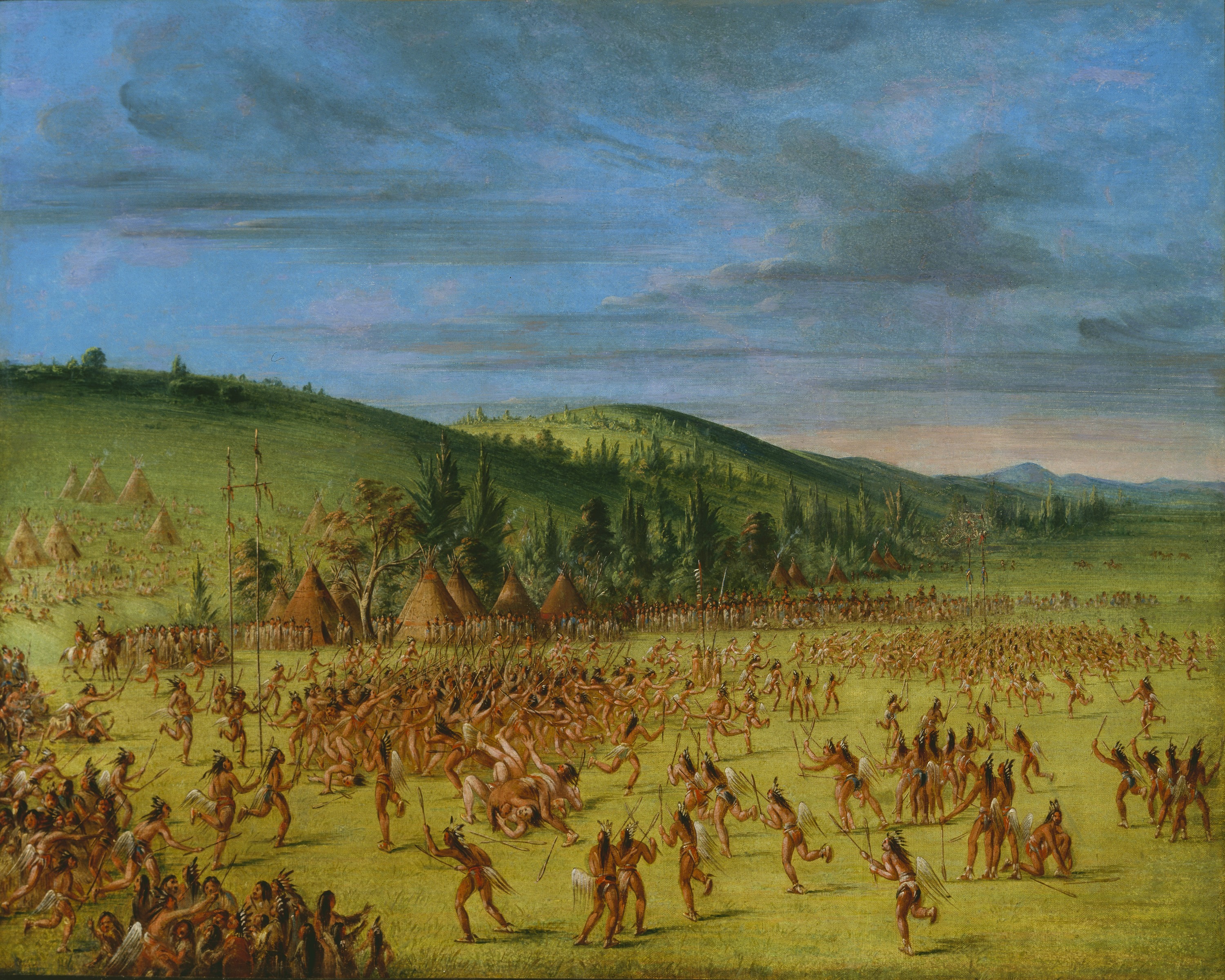 George Catlin, Ball-play of the Choctaw--Ball Up