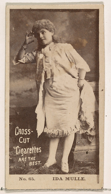 W. Duke, Sons & Co., Card Number 65, Ida Mulle, from the Actors and Actresses series (N145-2) issued by Duke Sons & Co. to promote Cross Cut Cigarettes