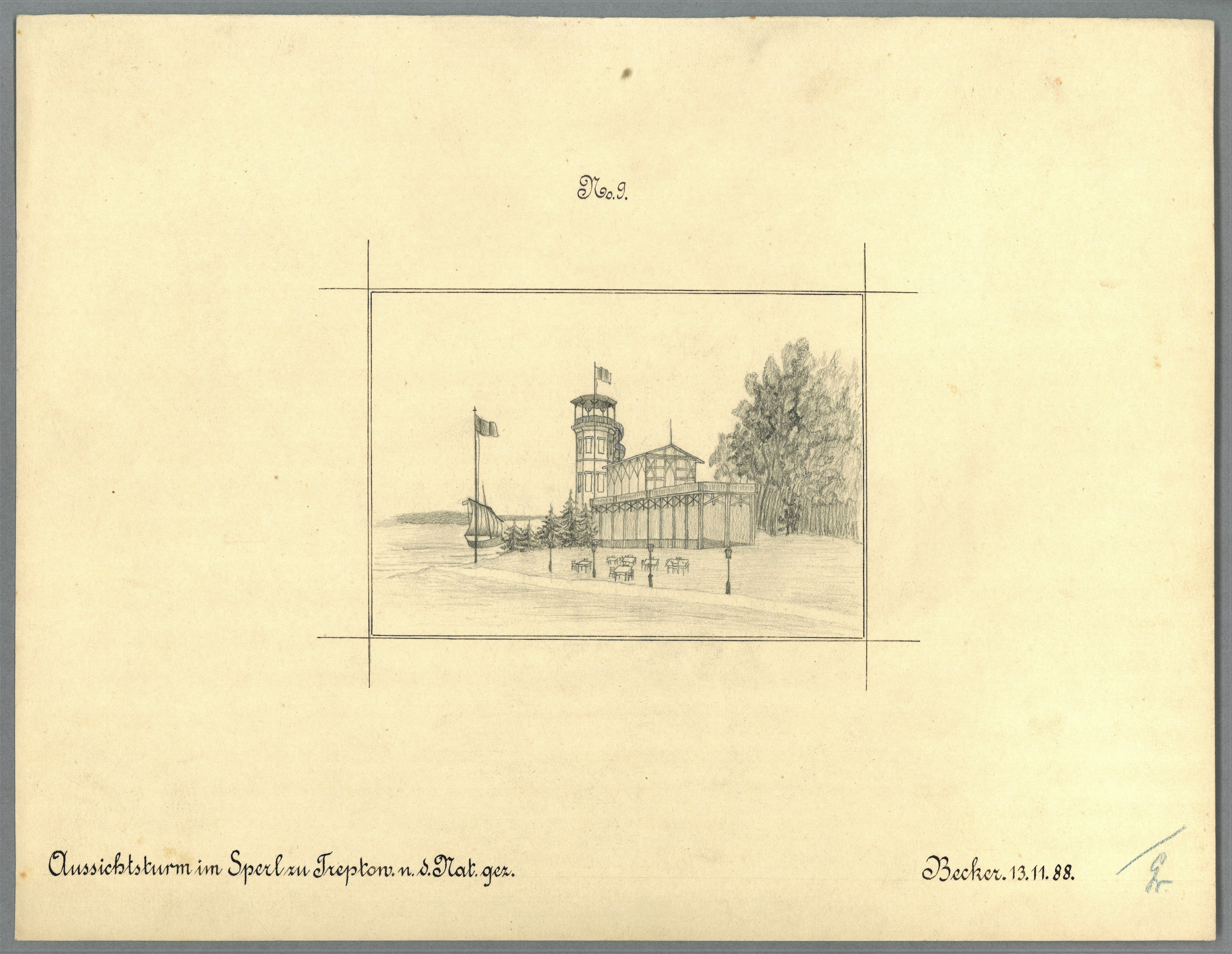 Paul Becker (Lehrer), Berlin-Treptow: Restaurant Sperl mit Aussichtsturm