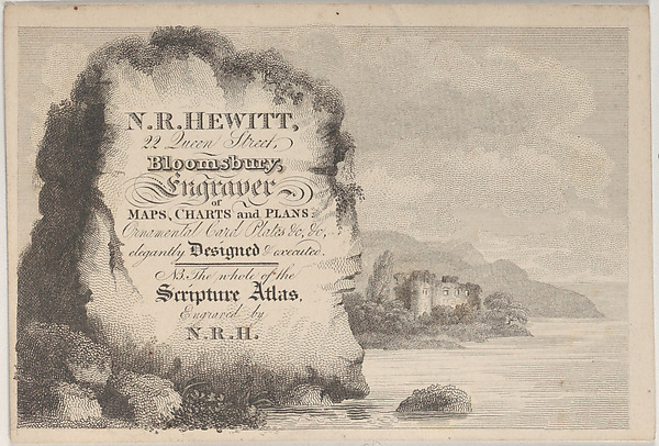 Anonymous, British, 19th century, Trade Card for N. R. Hewitt, Engraver