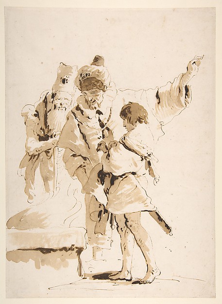 Giovanni Battista Tiepolo, Scherzo di Fantasia: Two Standing Orientals and a Standing Youth with a Sword