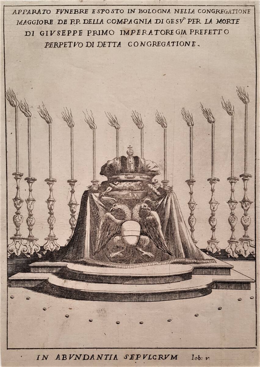 Anonym, Trauergerüst der "Congregazio dell'Assunta" des Jesuitenordens für Kaiser Joseph I. am 27. November 1711 in Bologna