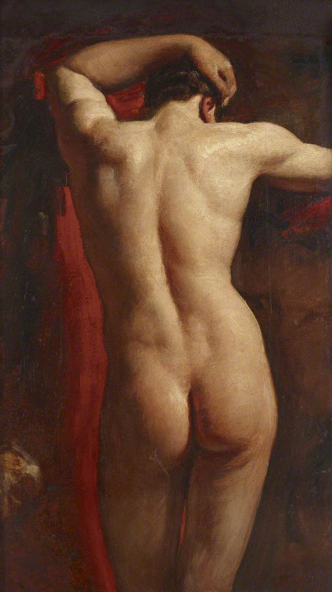 William Etty, Academic Study of a Male Nude, seen from Behind
