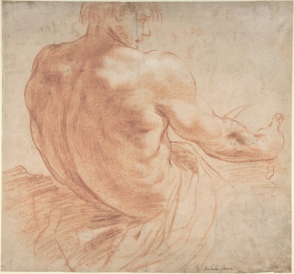 Annibale Carracci, Seated Youth Facing Right, Seen from the Back