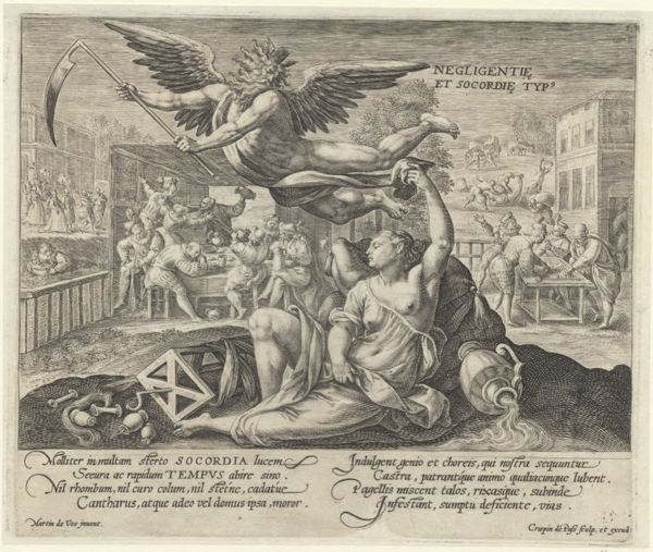 Passe, Crispijn van de, (approximately 1565-1637), (printmaker), Use and abuse of time: Landscape with Father Time and the personification of Negligence and Slackness