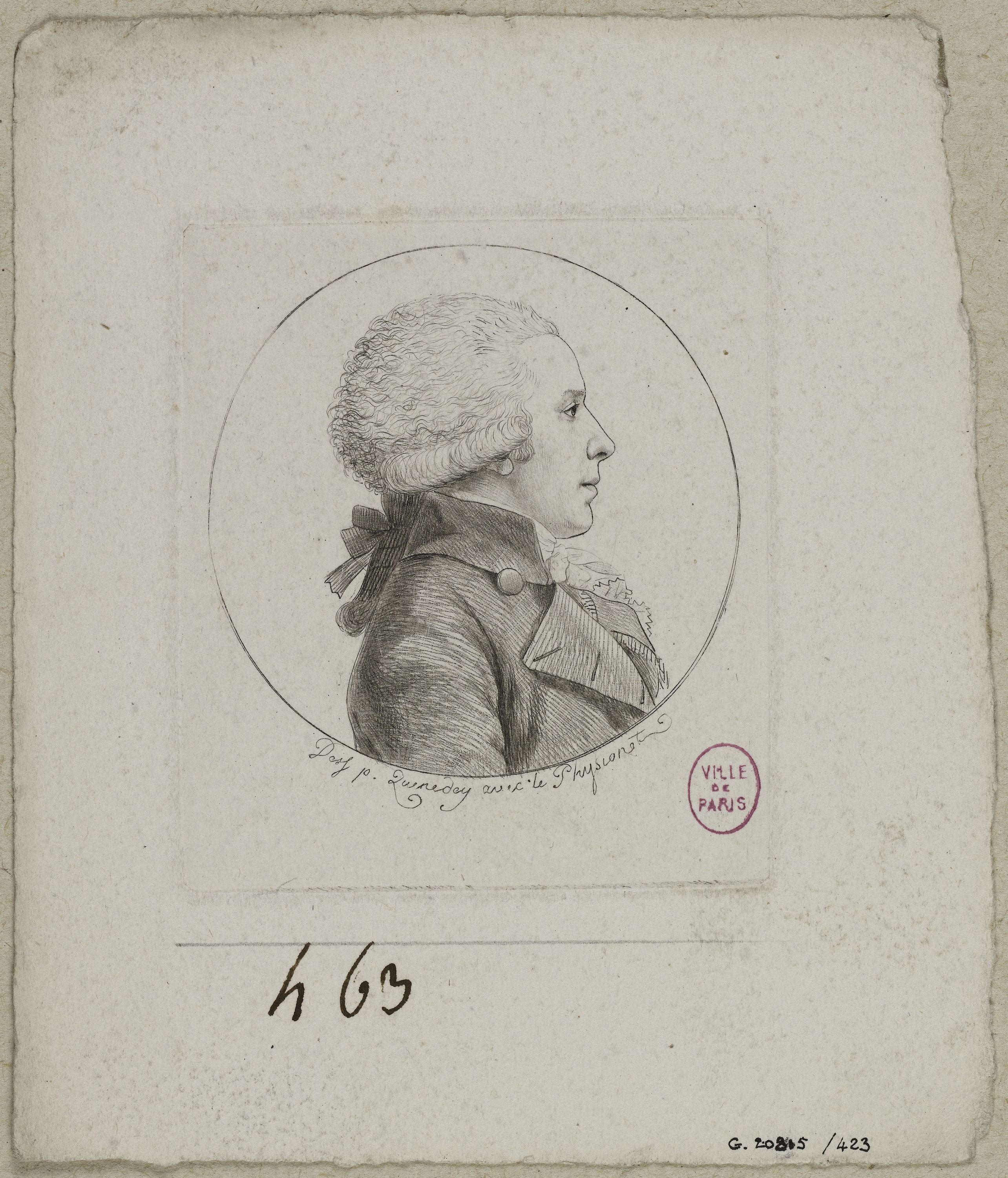 Edmé Quenedey, Portrait d'un homme, fin XVIIIème siècle/début XIXème siècle