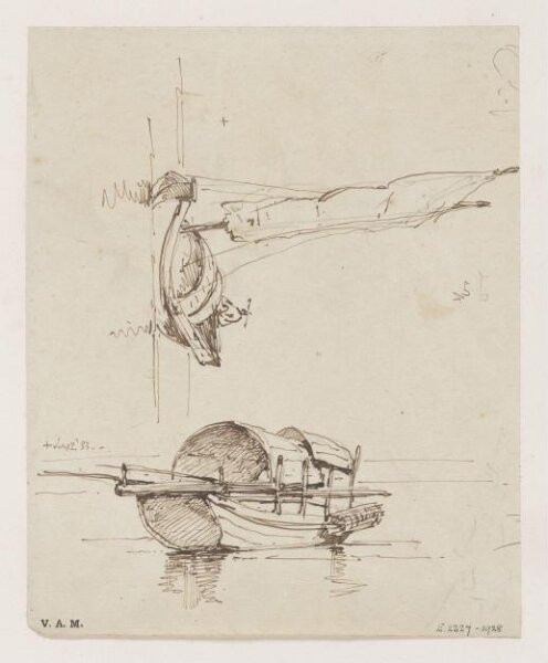 George Chinnery, Two drawings of Tanka boats