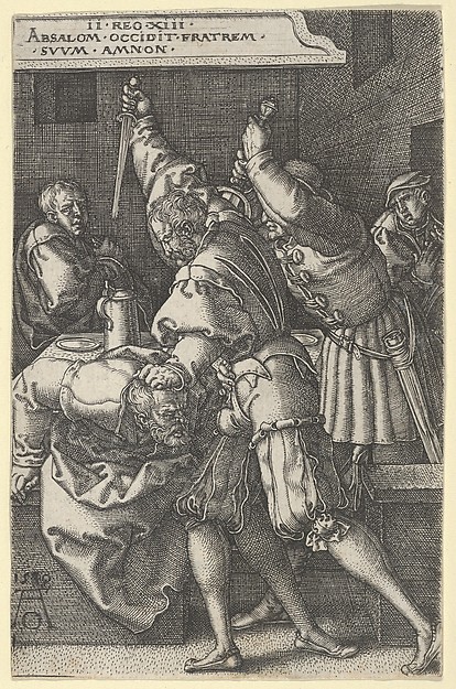 Heinrich Aldegrever, The Servants of Absalom Killing Amnon, from "The Story of Amnon and Tamar"