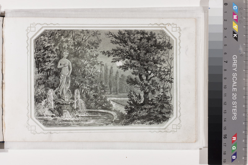 Georg Friedrich (autor) Schlater, Landscape with Venus and the moon. Sheet from the Drawing Album