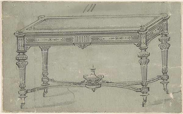 Anonymous, British, 19th century, Design for a Rectangular Table with Greek Ornament