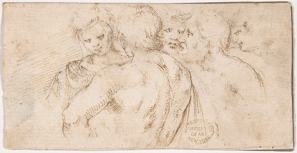 Stefano della Bella, Group of Five Male Figures in Half-length