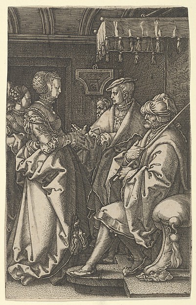 Heinrich Aldegrever, Potiphar's Wife Accusing Joseph, from "The Story of Joseph"