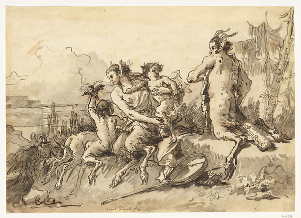 Giovanni Domenico Tiepolo, Satyr Family in a Wild Landscape